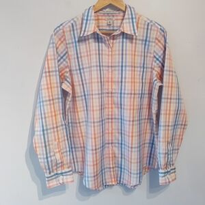 L.L. Bean Gingham Check Wrinkle Free Buttondown Shirt M